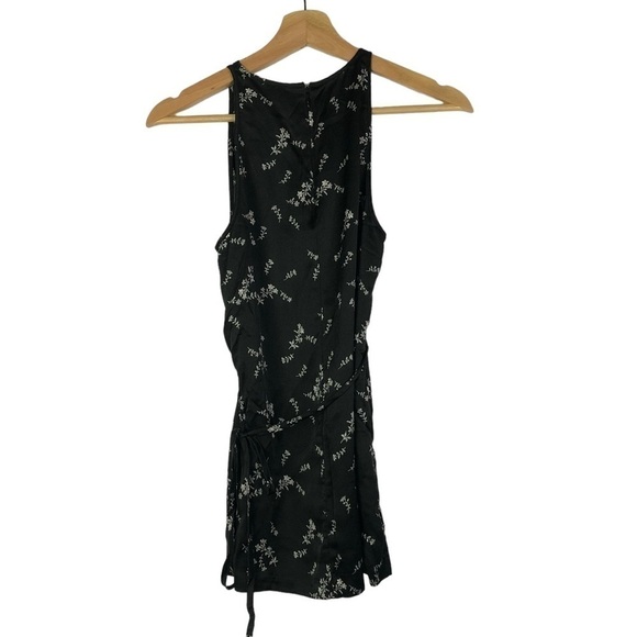 Theory Black City Drape Floral Perfect Tie Top Silk Tank Top S - Picture 2 of 3